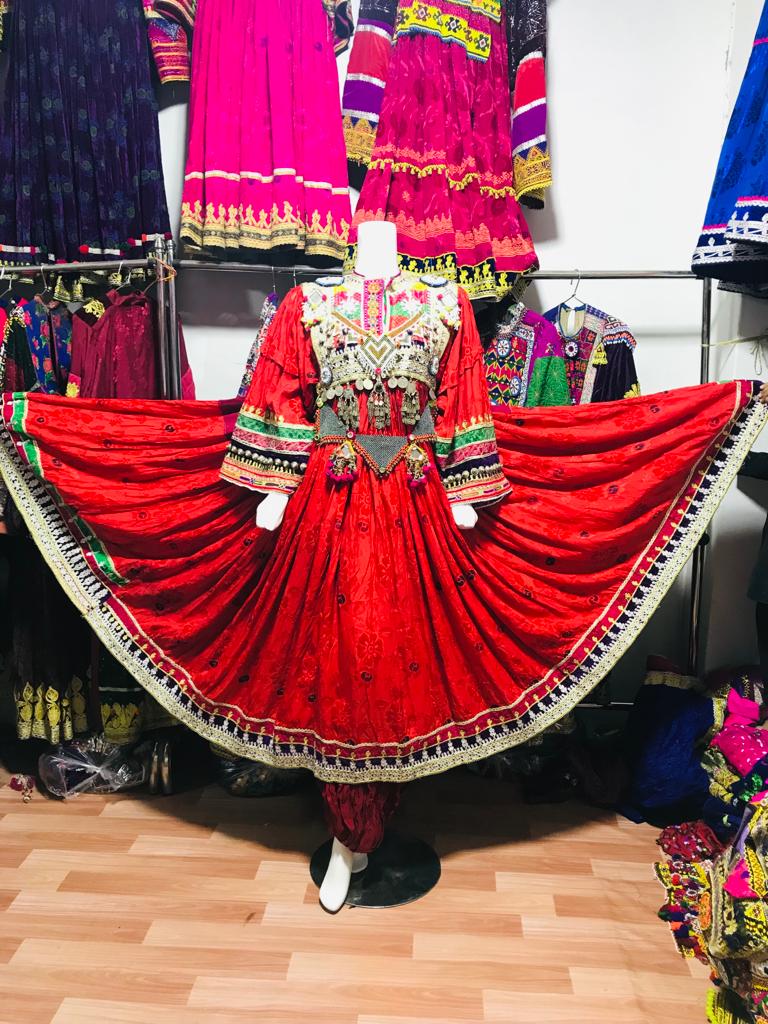 Afghan Kuchi Red Flared Dress - original photo