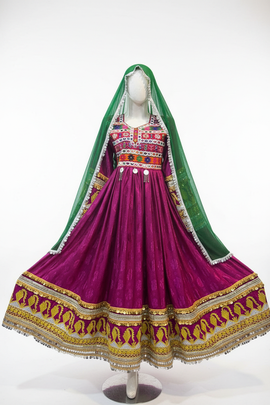 Afghan Bridal Dress – Magenta & Green Studio