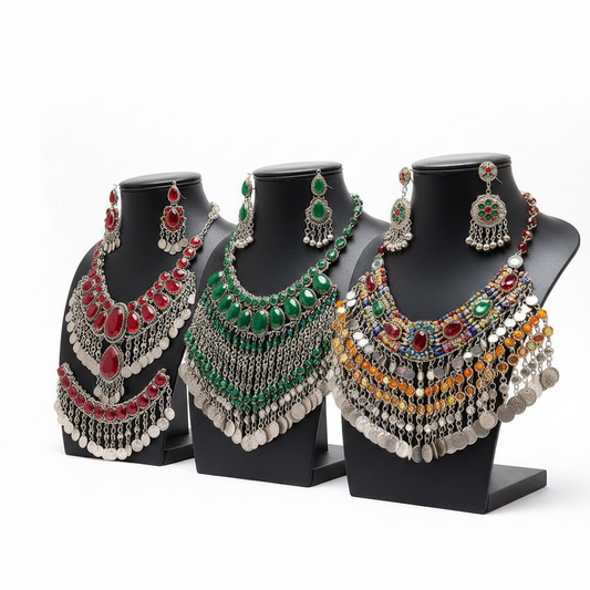 Afghan jewelry collection - side angle studio