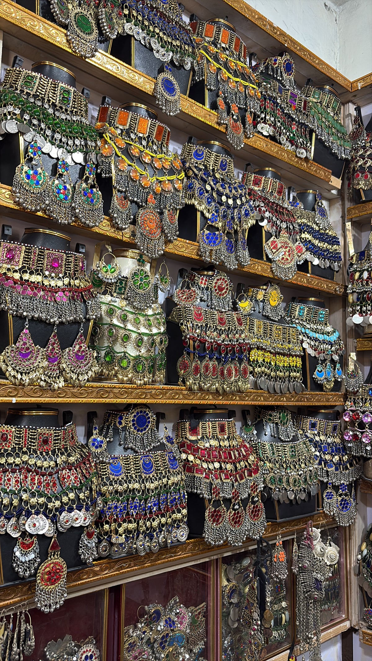 Afghan Kochi Jewelry Collection display on shelves