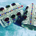 Traditional Afghan Gemstone Cuff Bracelets (Pair)
