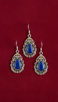 Lapis lazuli drop earrings with filigree