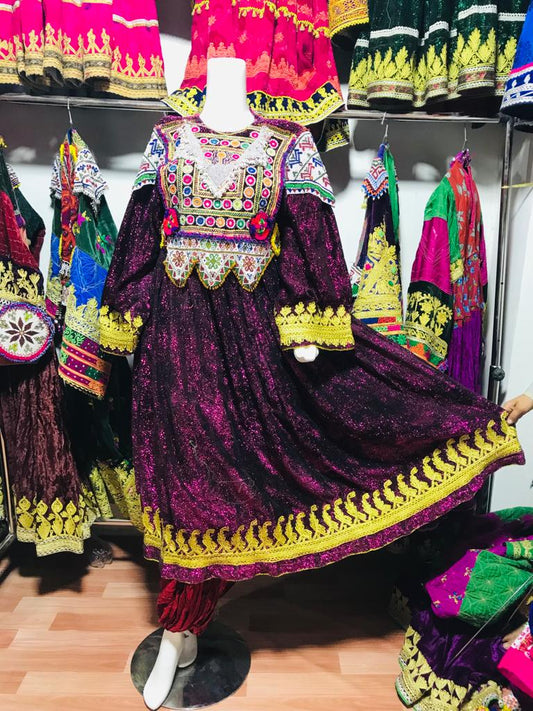 Afghan Kuchi Dark Plum Sparkle Dress - original photo