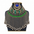 Traditional Afghan Tribal Statement Necklace – Green Stone Handmade Jewelry