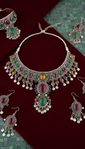 Kuchi choker necklace with gemstones