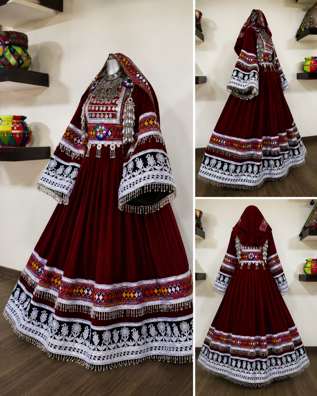❤️ Red Traditional Afghan Dress