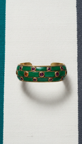 Jade mosaic cuff bracelet in brass