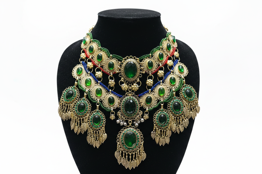 Afghan Emerald Green Jewelry Set – studio front view