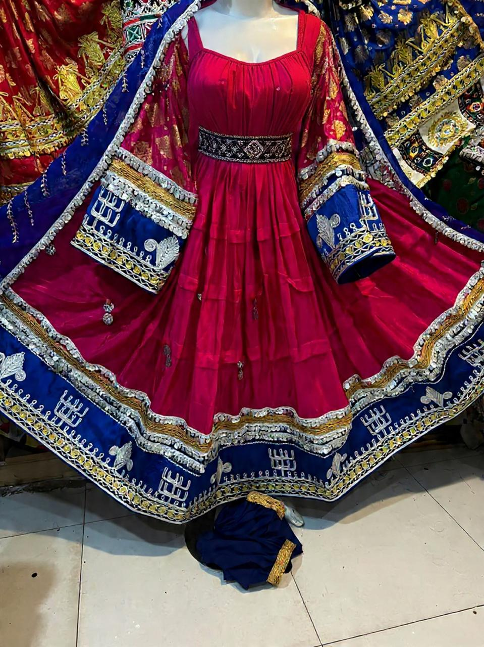Red Afghan Kuchi Dress - Original Photo