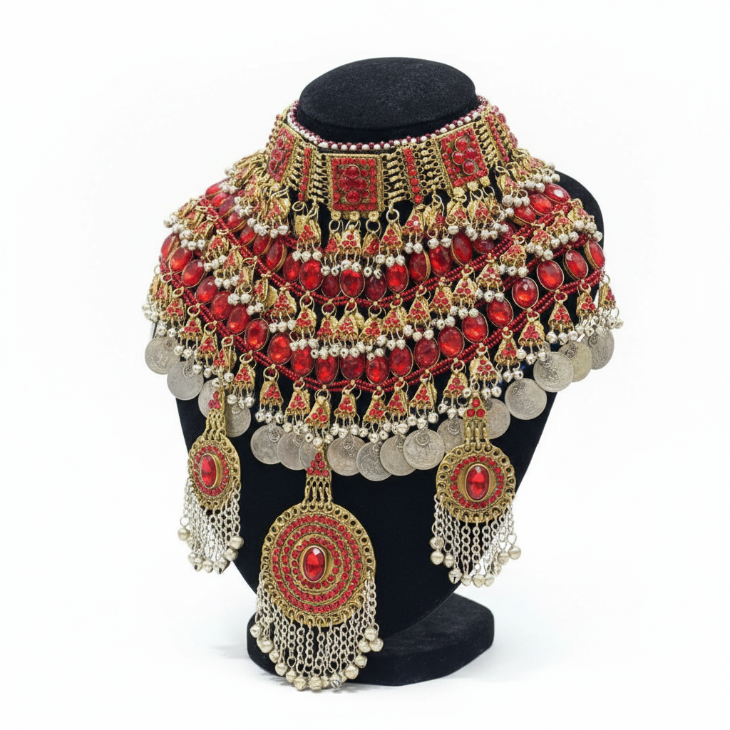 Afghan Bridal Choker – Red Gold Variant