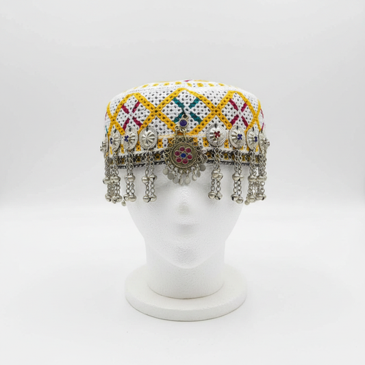 Afghani Kuchi Cap - White Studio