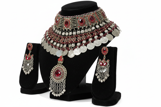 Afghan Bridal Jewelry Set – side angle studio photo