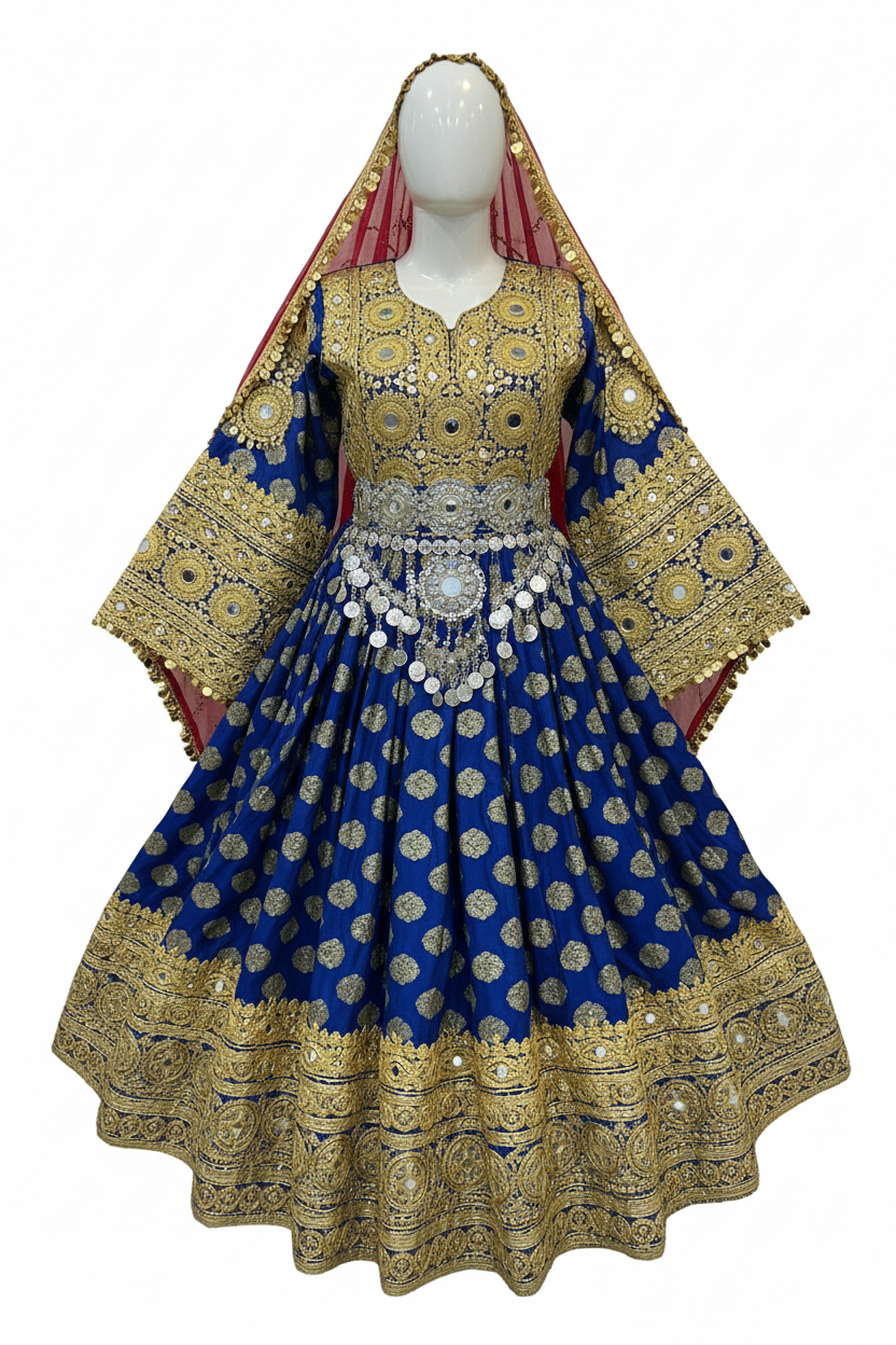 Afghan Kochi bridal dress - royal blue studio