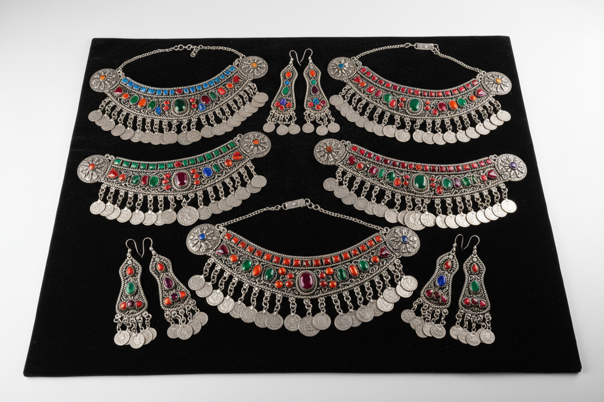 Afghan Jewelry Collection – studio flat lay
