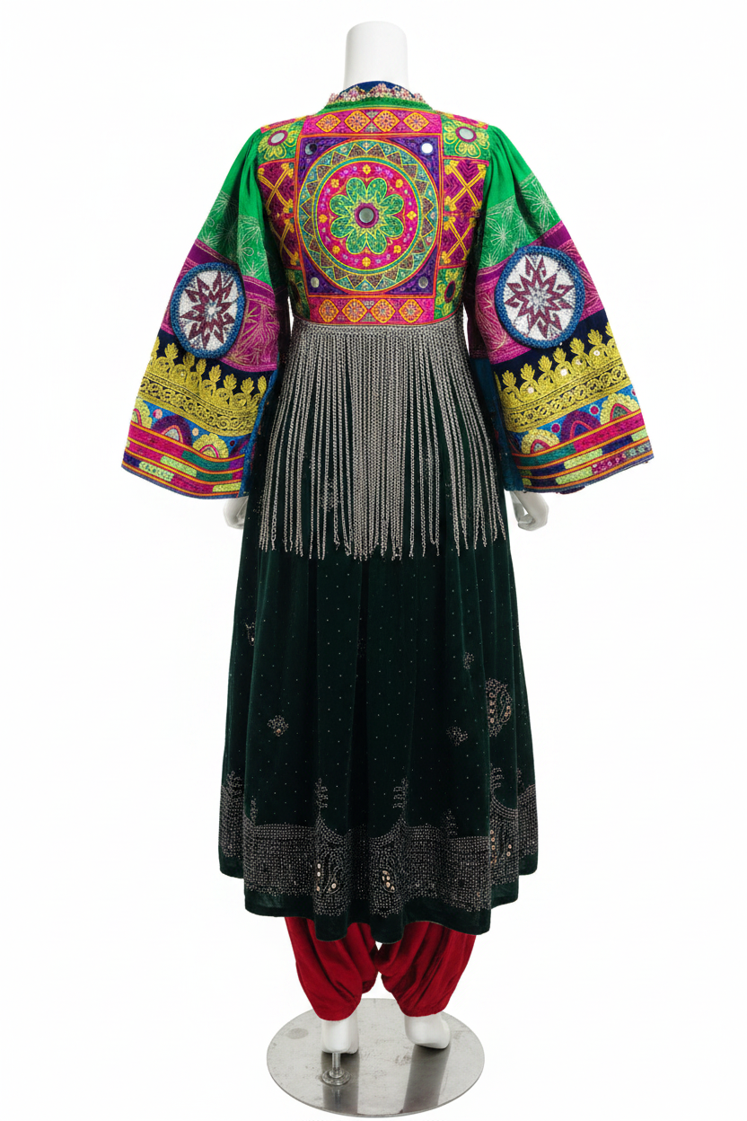 Afghan Kuchi Dress - Back view studio