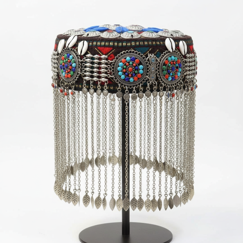 Dark Afghani Kuchi Cap - Side Studio